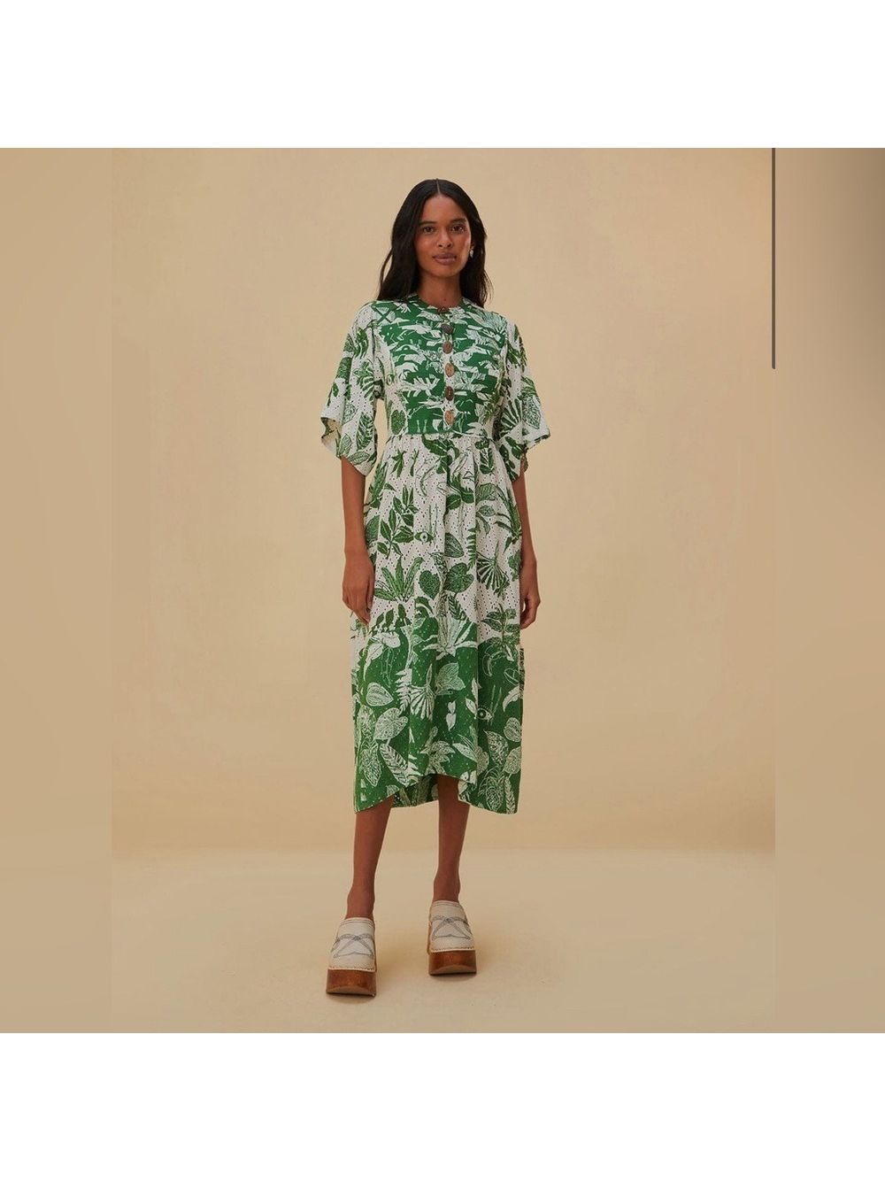 Farm Rio Forest Soul Short Sleeve Midi Dress